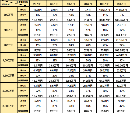 医療費控除 一覧表